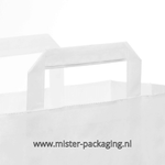 Papieren draagtassen wit kraft 22 + 10 x 28 cm
